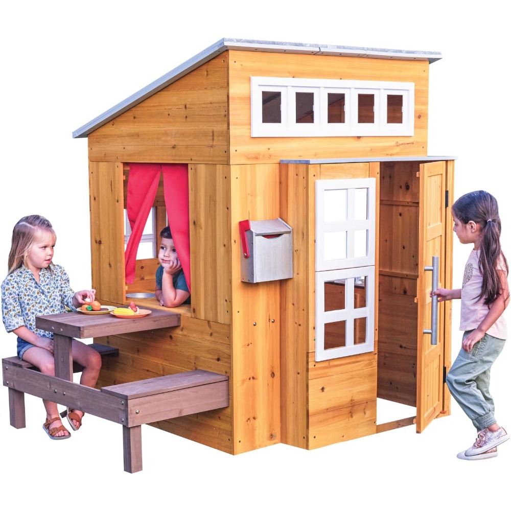 Kids Outdoor Grill Set - مجموعة بيت لعب خشبي حديث للأطفال
