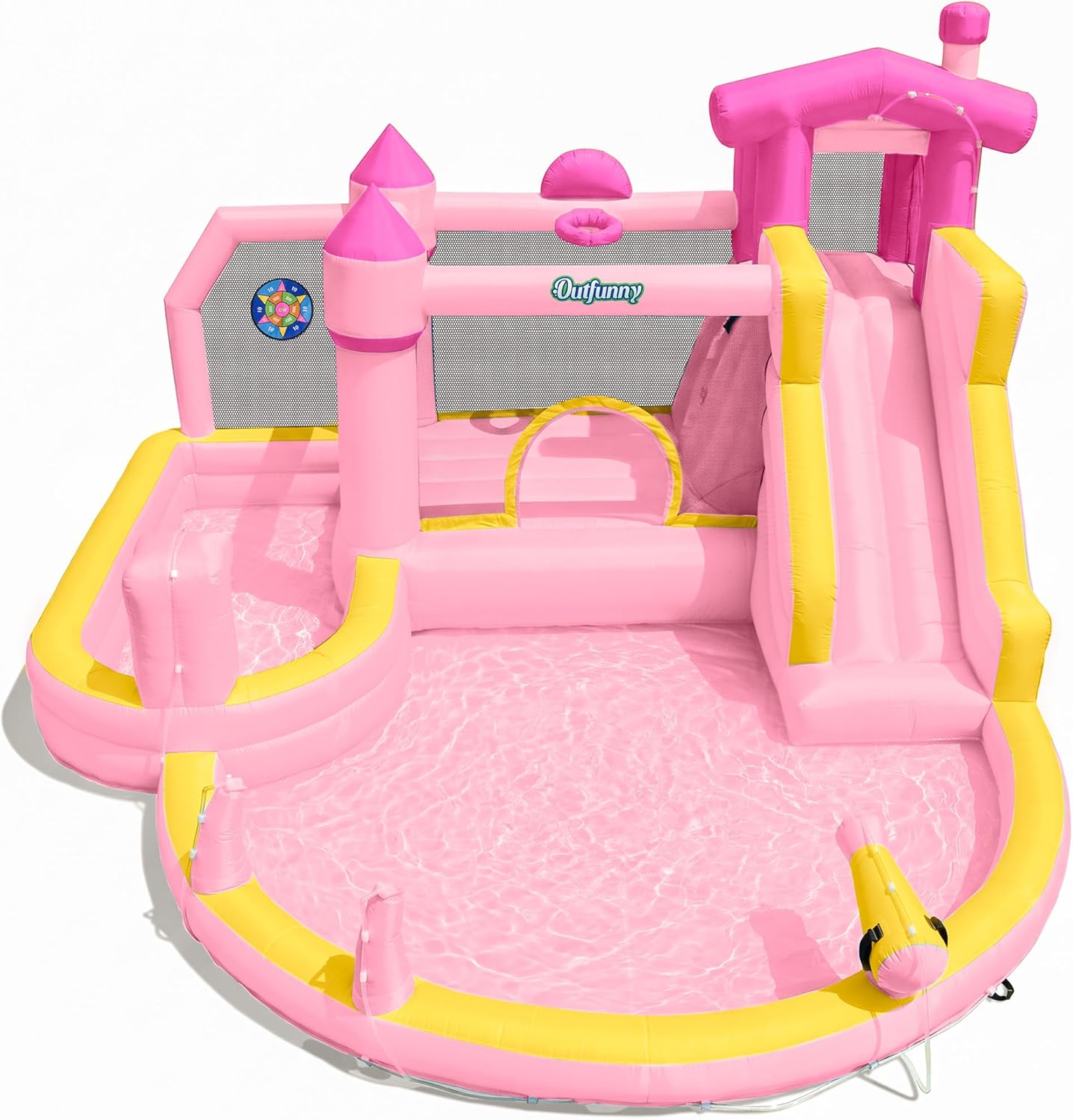 Kids Outdoor Bounce House - زحليقة مائية قابلة للنفخ باللون الوردي