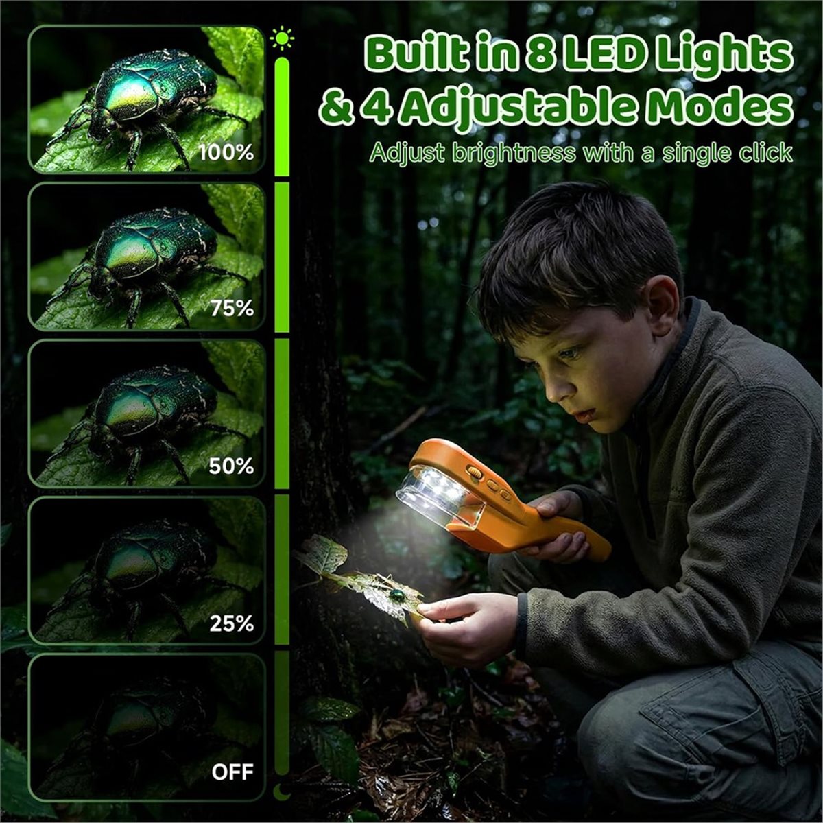 Kids Outdoor Microscope - مجهر محمول 500X للأطفال، مستكشف خارجي