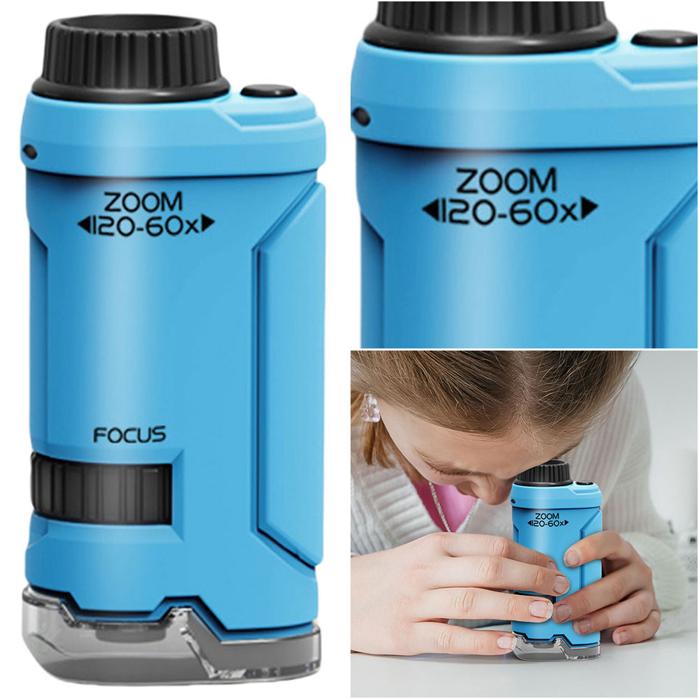 Kids Outdoor Microscope - جديد 60x-120x يده المجهر LED مضاءة
