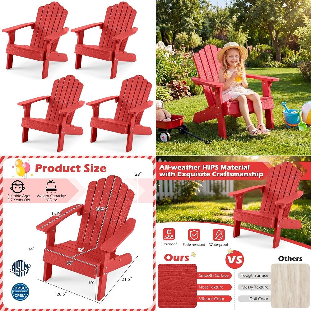 Kids Outdoor Adirondack Chair - كرسي أديرونداك للأطفال، كرسي خارجي للأطفال