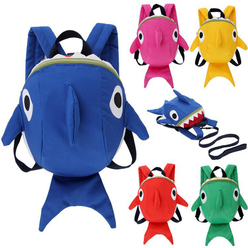 Kids Outdoor Backpack - حقيبة ظهر قرش برسوم كرتونية مضحكة