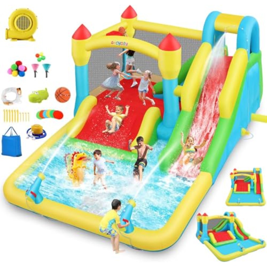 منزلق مائي قابل للنفخ للأطفال  - مراجعة Kids Outdoor Bounce House وسعره