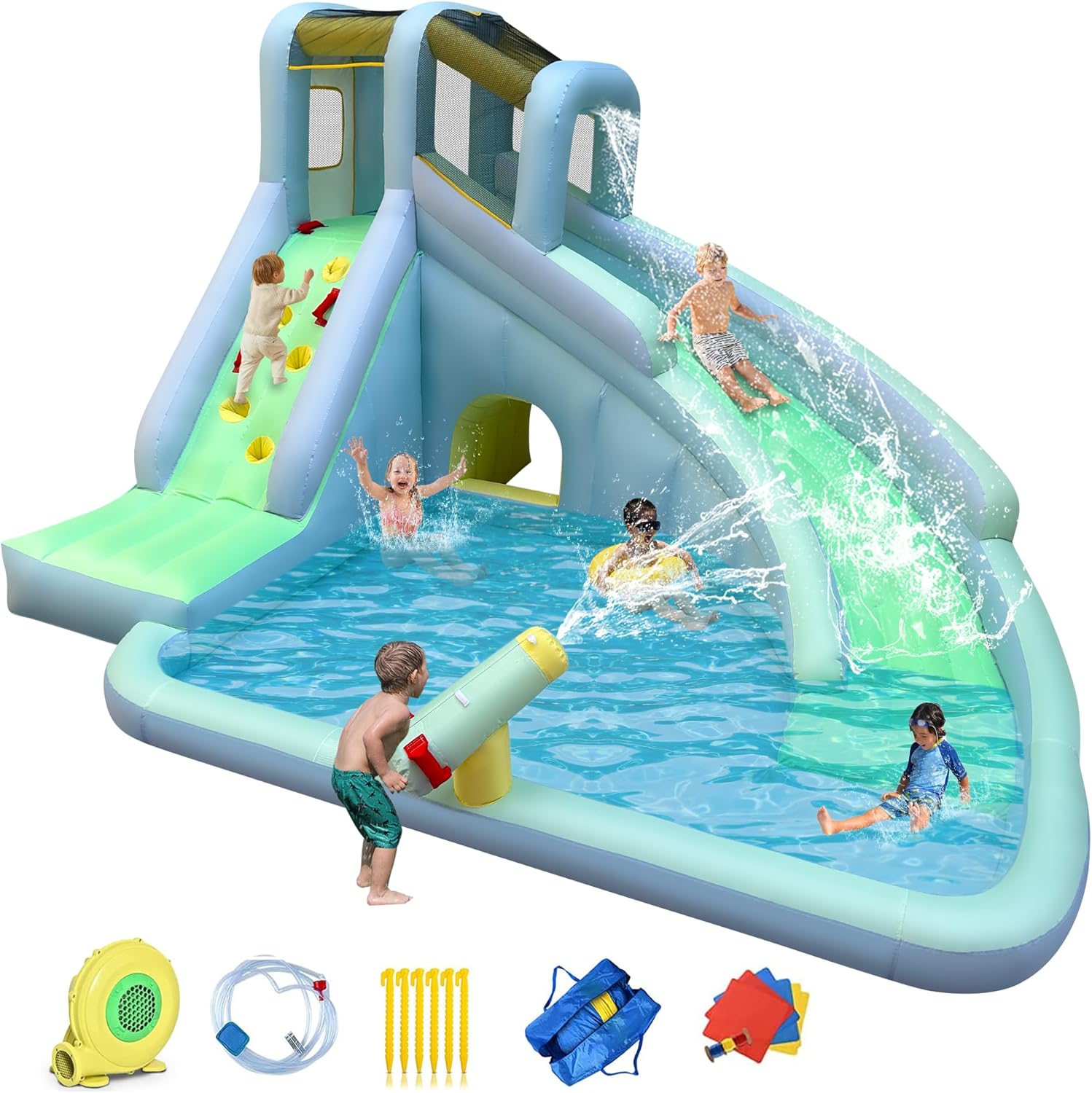 منزلق مائي قابل للنفخ للأطفال  - مراجعة Kids Outdoor Bounce House وسعره