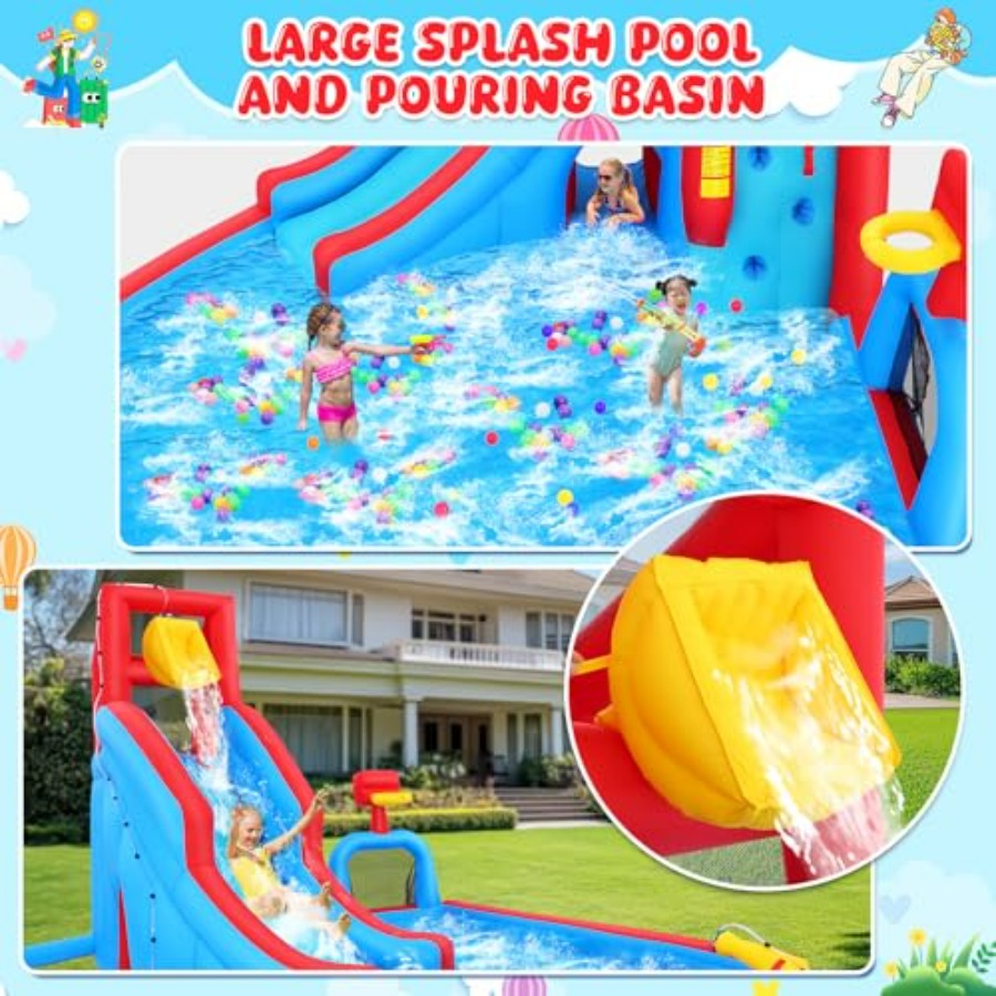 منزلق مائي خارجي قابل للنفخ لل - مراجعة Kids Outdoor Bounce House وسعره