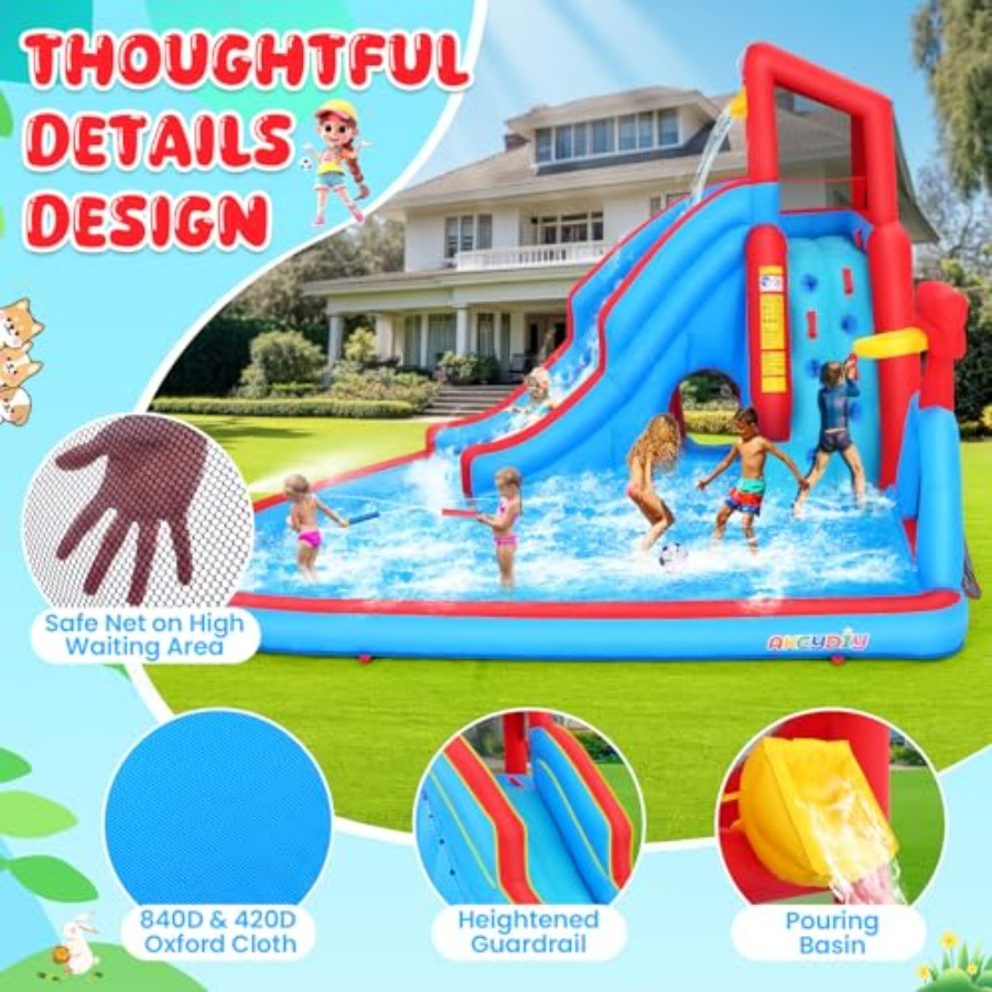 منزلق مائي خارجي قابل للنفخ لل - مراجعة Kids Outdoor Bounce House وسعره
