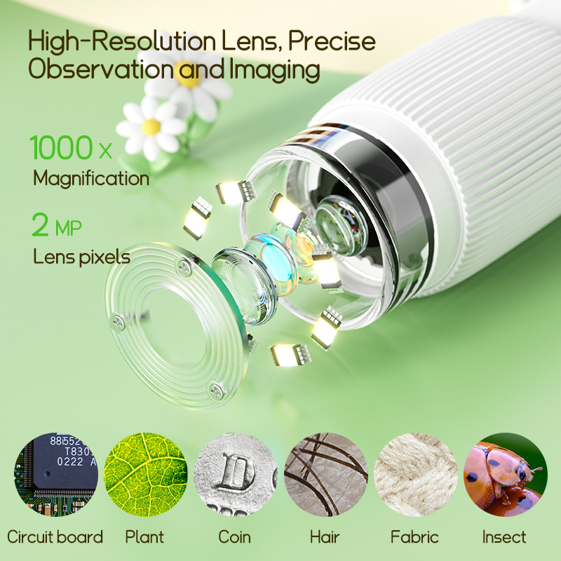 مجهر جيب صغير 2.0 بوصة 1000X أ - مراجعة Kids Outdoor Microscope وسعره