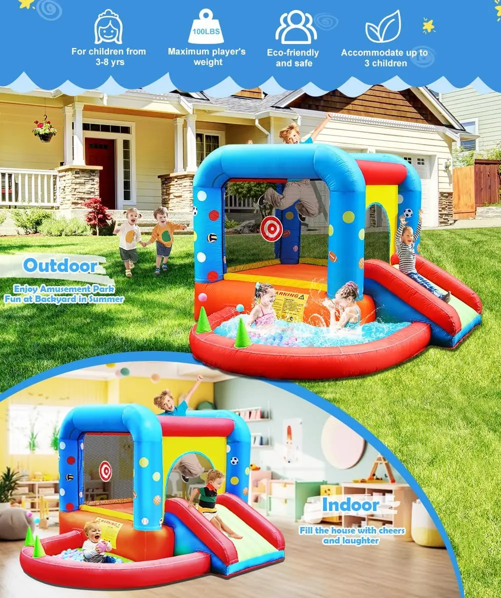 بيت قفز قابل للنفخ من ستيب4فن، - مراجعة Kids Outdoor Bounce House وسعره