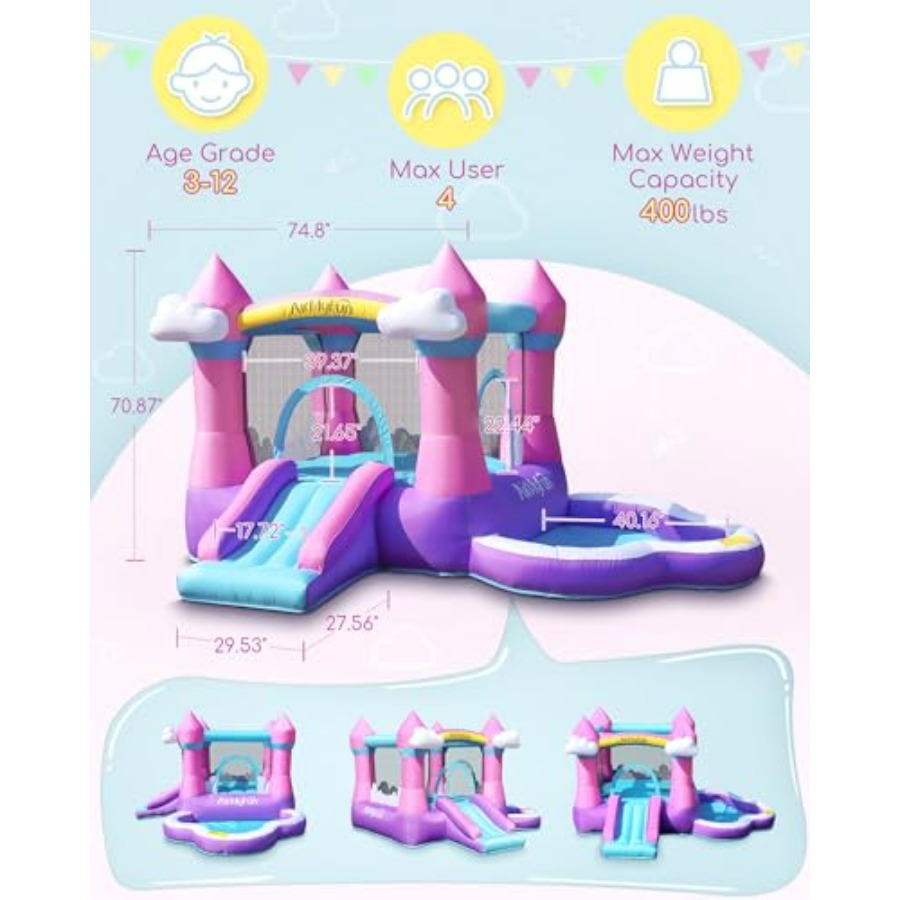 بيت قفز قابل للنفخ باللون الور - مراجعة Kids Outdoor Bounce House وسعره