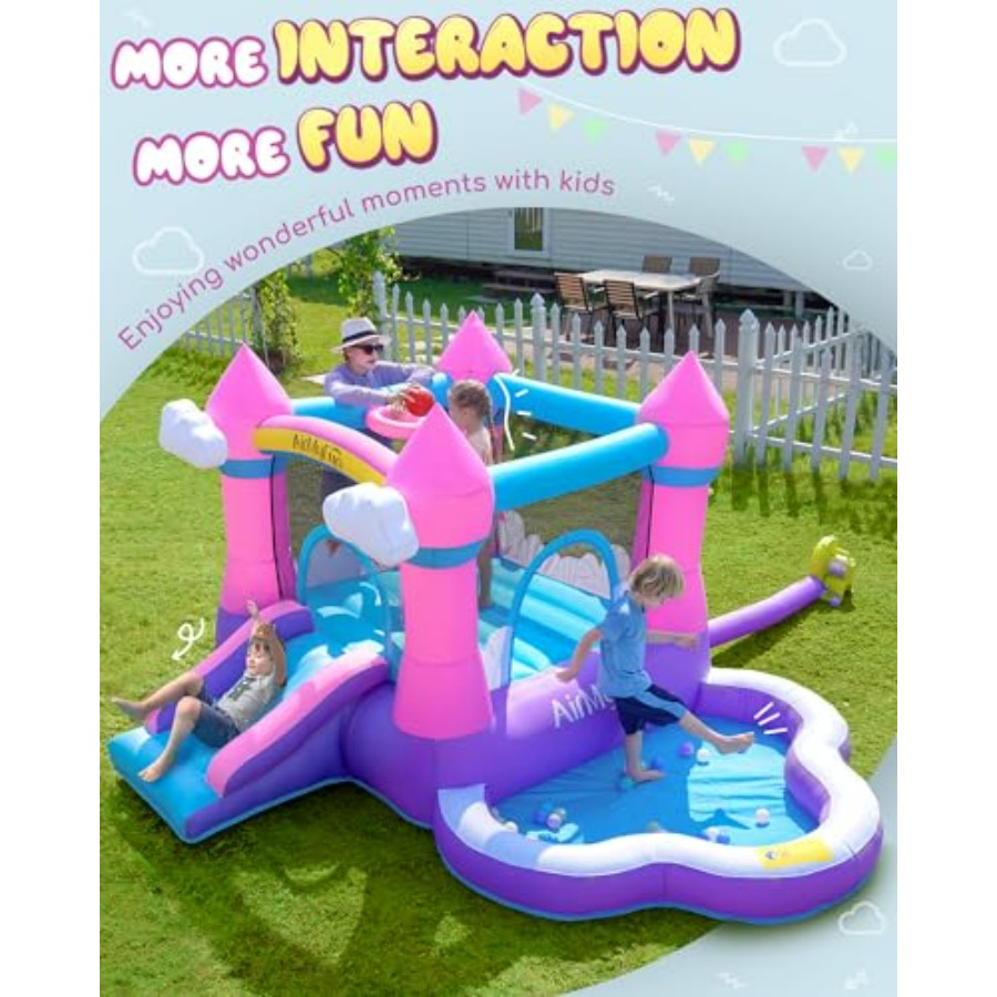 بيت قفز قابل للنفخ باللون الور - مراجعة Kids Outdoor Bounce House وسعره