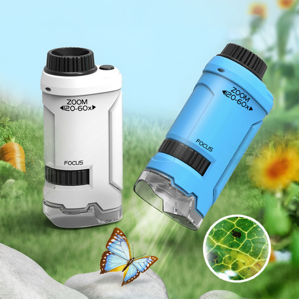 جديد 60x-120x يده المجهر LED م - مراجعة Kids Outdoor Microscope وسعره