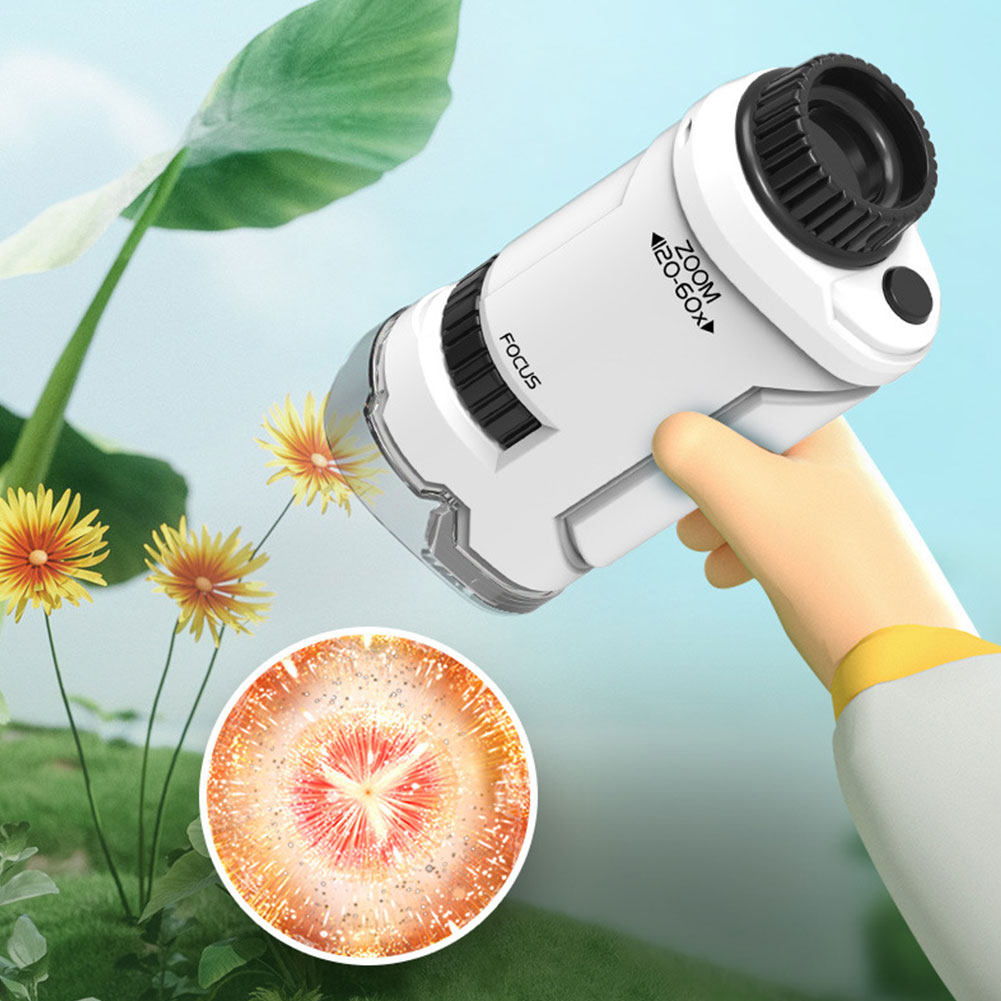 جديد 60x-120x يده المجهر LED م - مراجعة Kids Outdoor Microscope وسعره