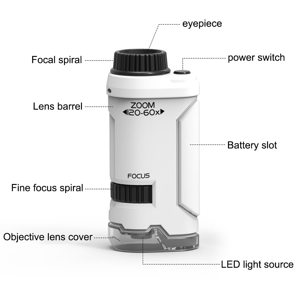 جديد 60x-120x يده المجهر LED م - مراجعة Kids Outdoor Microscope وسعره